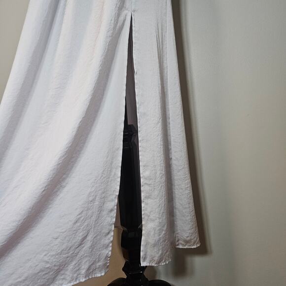 Victorias‎ Secret Satin Maxi Skirt Womens 6 Silver Gray High Waist Slit Lounge - Picture 3 of 10